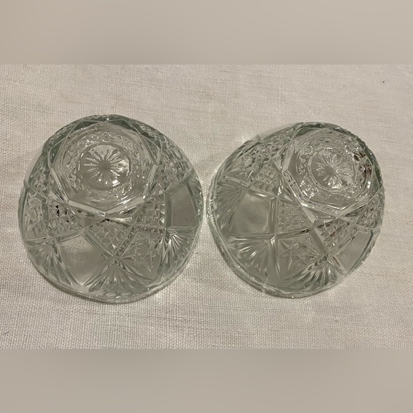 Vintage 2 PineCut Collection Crystal Cut Glass Candle Holder/Nut Bowl/ice cream - Picture 5 of 6